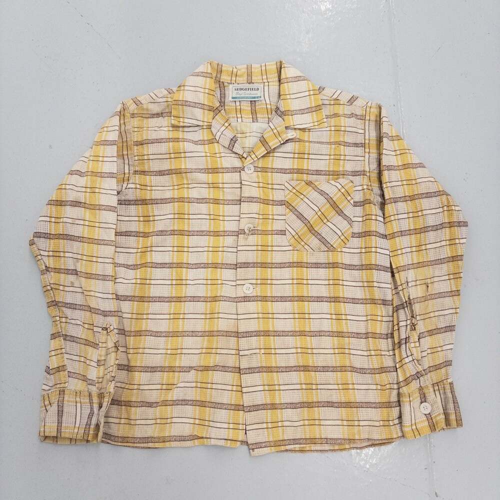 Vintage 60s Sedgefield Yellow Plaid Cotton Loop Collar